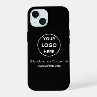 Coque iPhone 15 Logo d'entreprise noir personnalisé