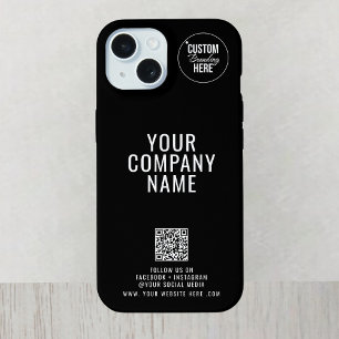 Coque iPhone 15 Logo personnalisé au dos du code QR des médias soc