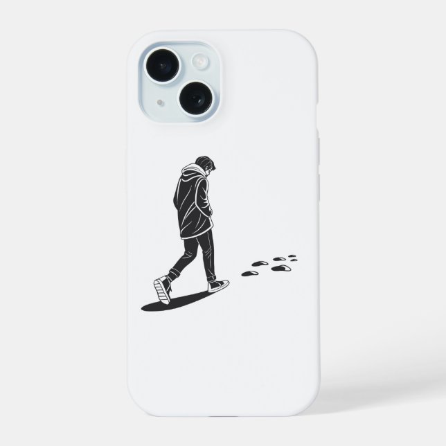 Coque iPhone 15 Lonely Night Walk Minimal Aesthetic Phone Case (Verso)