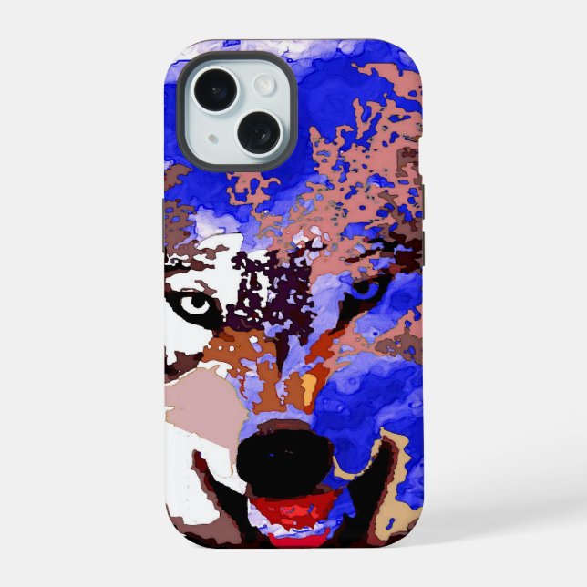 Coque iPhone 15 Loup et Pleine lune (Verso)