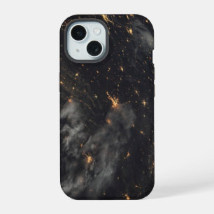 Coque iPhone 15 Lumières de la ville la nuit sur la planète Terre