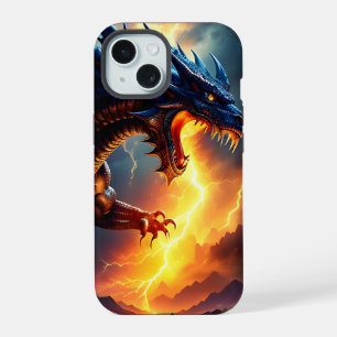 Coque iPhone 15 Lutte contre la foudre du dragon