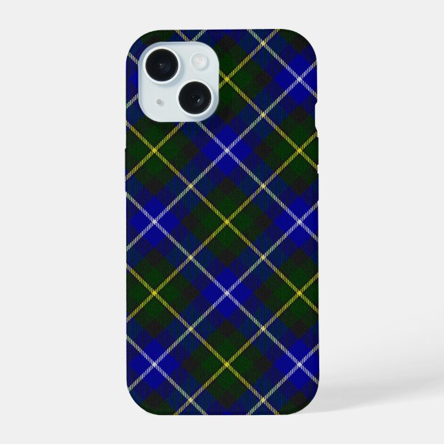 Coque iPhone 15 Macneil de Barra tartan bleu vert plaid (Verso)