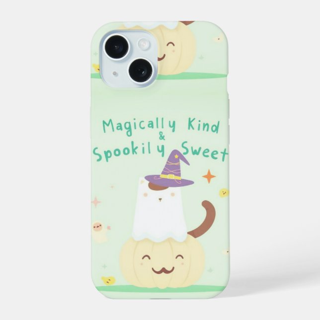 Coque iPhone 15 Magically Kind & Spookily Sweet – Cute Pastel Hall (Verso)