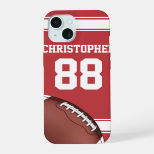 Coque iPhone 15 Maillot rayé rouge et blanc Football américain