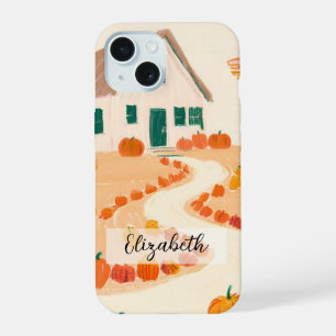 Coque iPhone 15 Maison d'automne de l'automne avec des Citrouilles