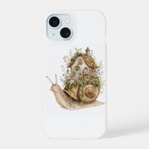 Coque iPhone 15 Maison de l'escargot fantaisiste Cottagecore