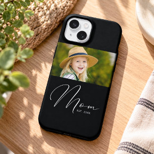 Coque iPhone 15 Maman a établi un script photo noir Nouveau Maman