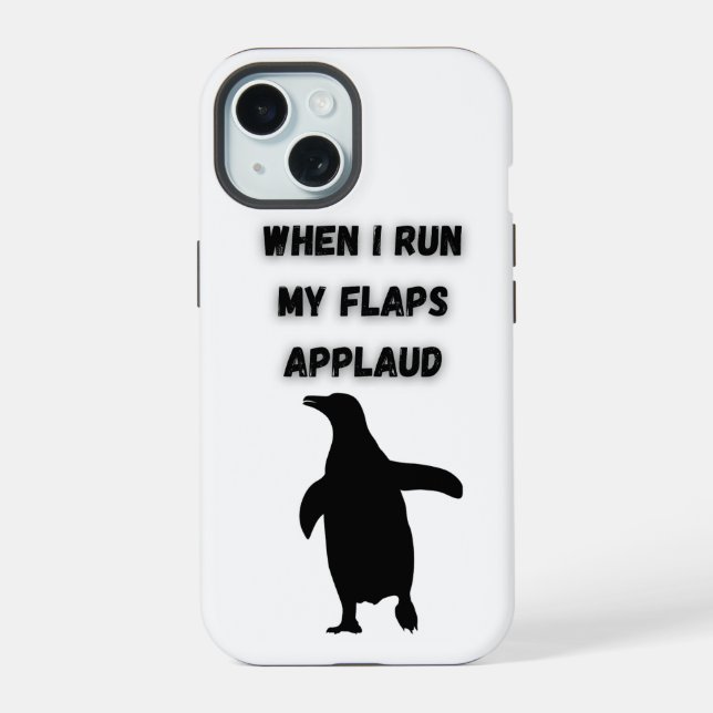 Coque iPhone 15 manchot applaudit de manière inappropriée et embar (Verso)