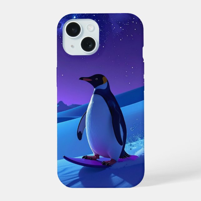 Coque iPhone 15 Manchot de nuit arctique (Verso)