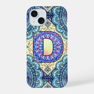 Coque iPhone 15 Mandala alphabet D