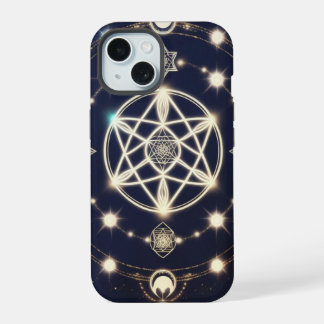 Coque iPhone 15 Mandala du cycle lunaire céleste – Géométrie sacré