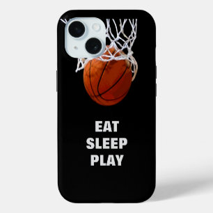 Coque iPhone 15 Manger Dormir Jouer Basketball Motivationnel