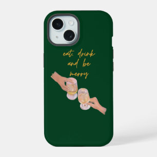 Coque iPhone 15 Mangez, Buvez et soyez Joyeux, Joyeux Noël, Rétro