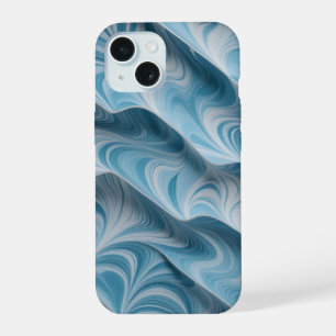 Coque iPhone 15 Marbre blanc bleu 3D Texture Abstraite