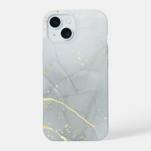 Coque iPhone 15 Marbre Blanc Chic Paillettes
