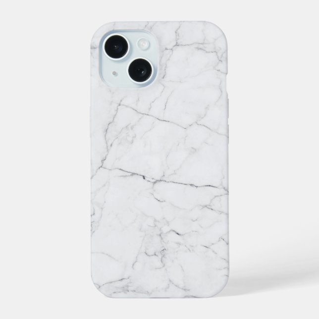 Coque iPhone 15 Marbre Blanc Élégant  (Verso)