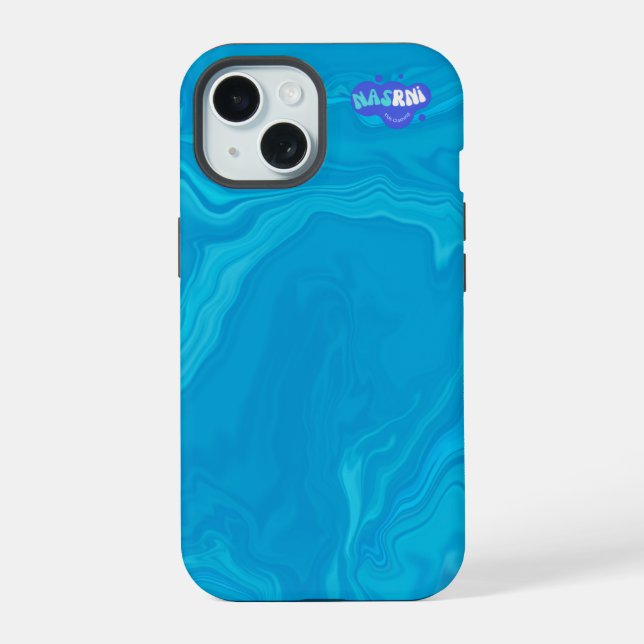 Coque iPhone 15 Marbre Bleu Abstrait HP Personnalisé (Verso)