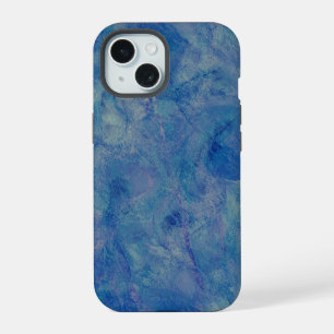 Coque iPhone 15 Marbre bleu et rose Acrylique Abstraction
