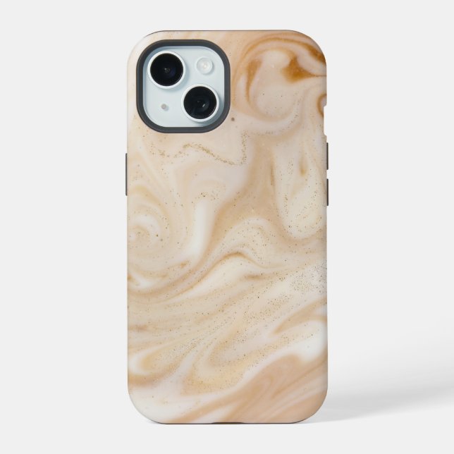 Coque iPhone 15 Marbre Brun Beige (Verso)