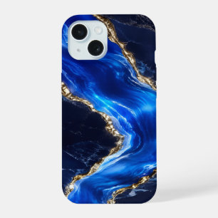 Coque iPhone 15 Marbre de Rivière Saphir Luxe