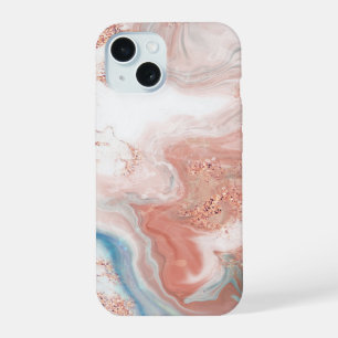 Coque iPhone 15 marbre liquide, art fluide, marbre pastel, tendanc