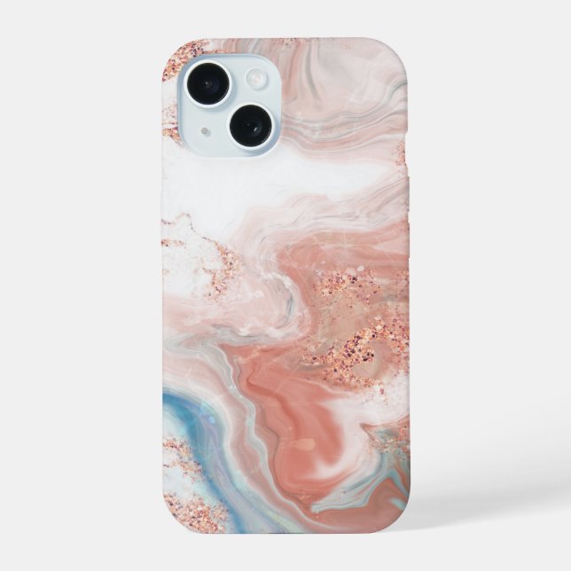 Coque iPhone 15 marbre liquide, art fluide, marbre pastel, tendanc (Verso)
