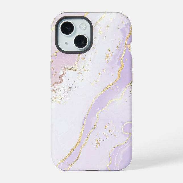 Coque iPhone 15 Marbre Liquide Lavande (Verso)