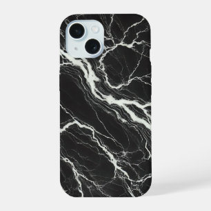 Coque iPhone 15 Marbre Noir & Blanc Chic Look Glamour