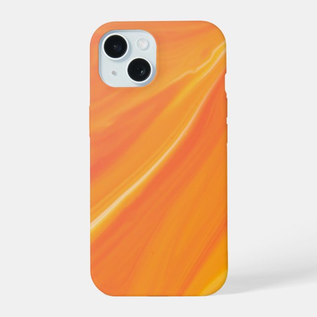 Coque iPhone 15 Marbre Orange Élégant (Verso)