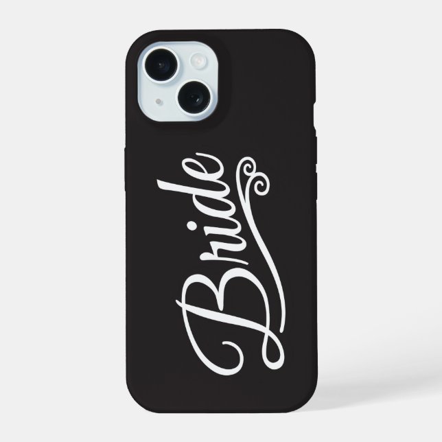 Coque iPhone 15 Mariée blanc sur noir (Verso)