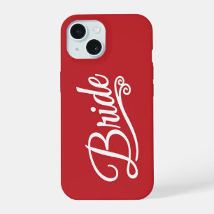 Coque iPhone 15 Mariée blanc sur rouge