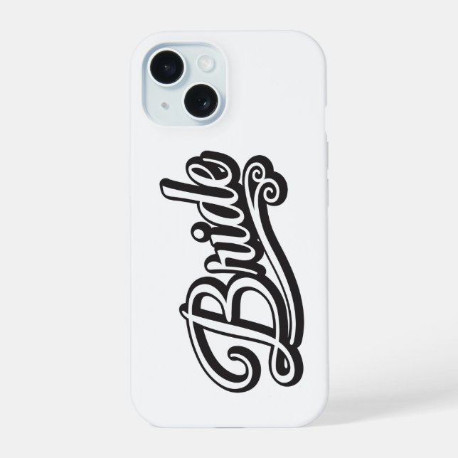 Coque iPhone 15 Mariée noir et blanc (Verso)
