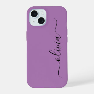 Coque iPhone 15 Marque élégante noire et violette moderne