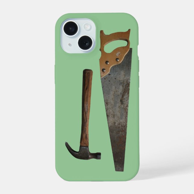 Coque iPhone 15 Marteau et scie (Verso)