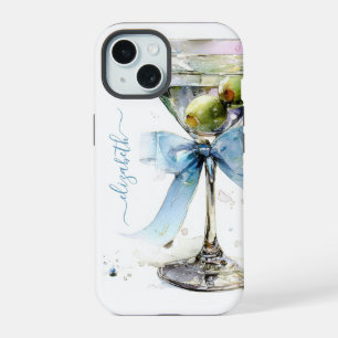 Coque iPhone 15 Martini Élégant Monogrammé