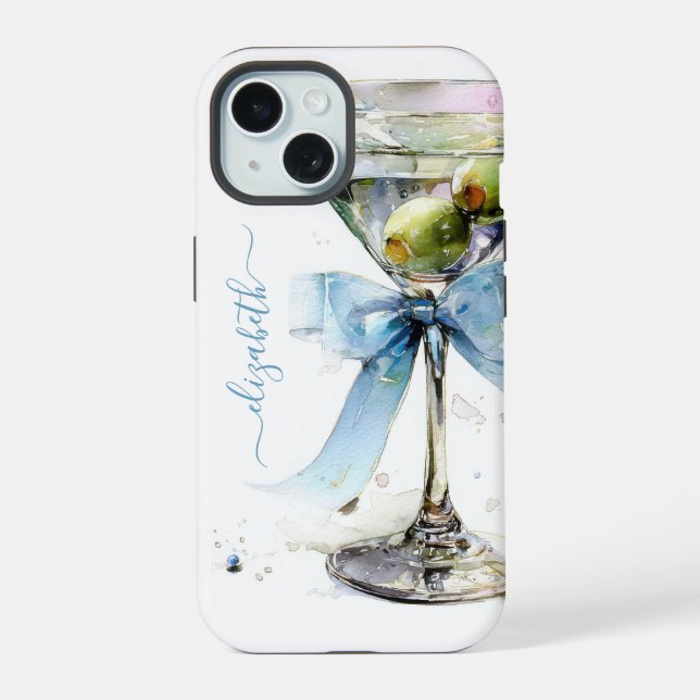 Coque iPhone 15 Martini Élégant Monogrammé (Verso)