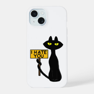 Coque iPhone 15 Mauvais Boogie -Le Chat- "JE T'HAIS" Étui de télép
