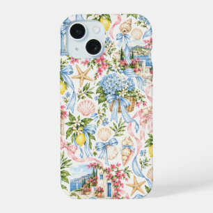 Coque iPhone 15 Méditerranéen Floral Coquette Côté Mer Ph