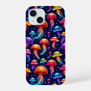 Coque iPhone 15 Méduse colorée
