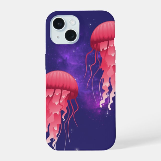 Coque iPhone 15 Méduse rose (Verso)