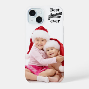 Coque iPhone 15 Meilleure Glamma Ever photo noir/blanc sur blanc
