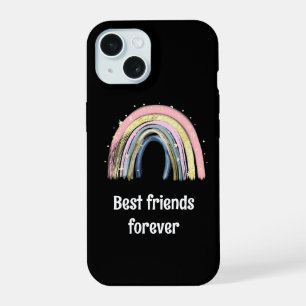 Coque iPhone 15 Meilleures amies pour toujours étoiles arc-en-ciel