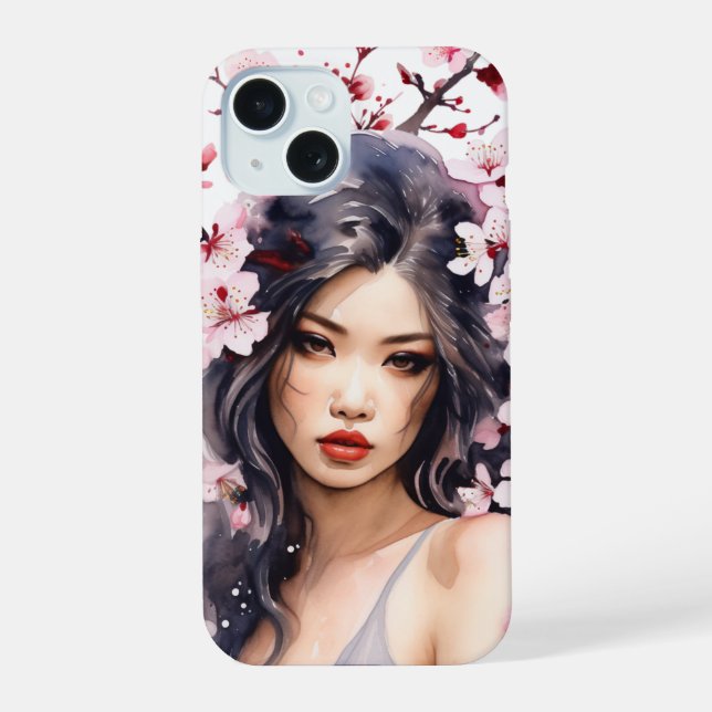 Coque iPhone 15 Melanie Sakura Cherry Blossom Girl (Verso)