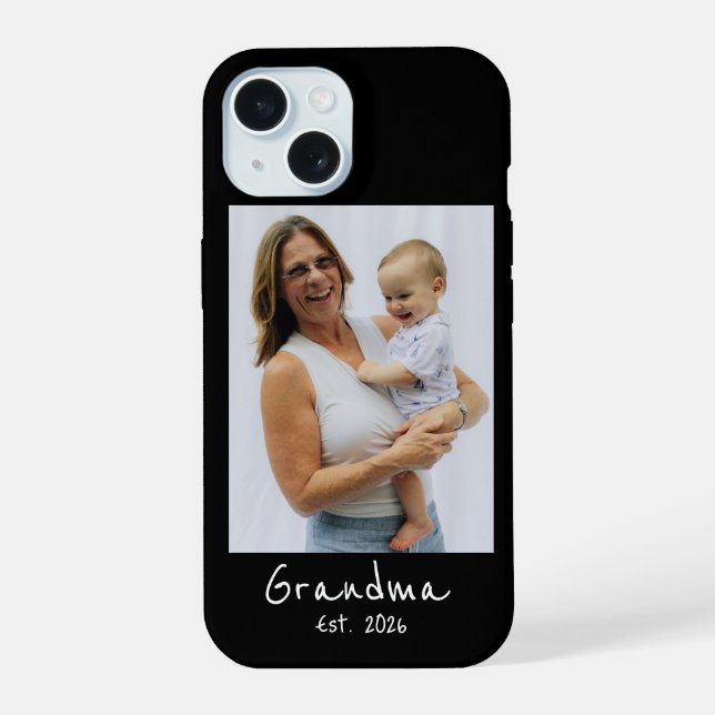 Coque iPhone 15 Mémé établie écriture blanche 3 photo (Verso)