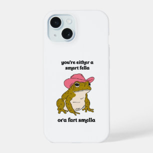 Coque iPhone 15 Meme Grenouille Cowboy Mec Intelligent ou Odeur de