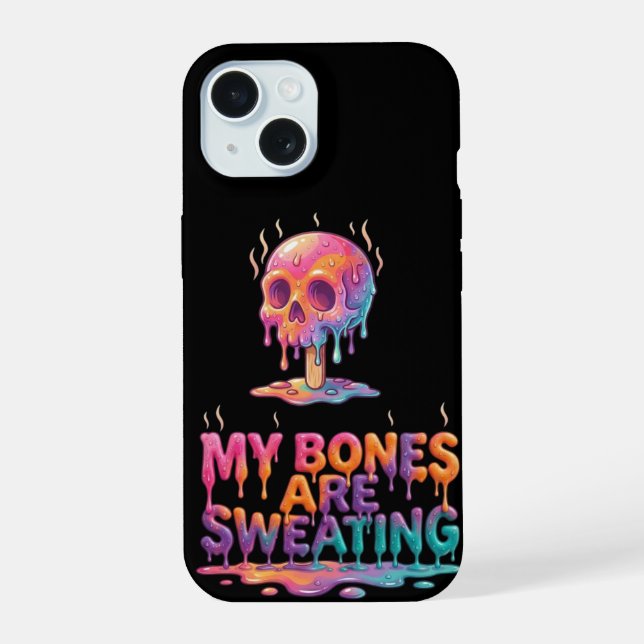 Coque iPhone 15 Mes os transpirent – Crâne de glace fondue (Verso)