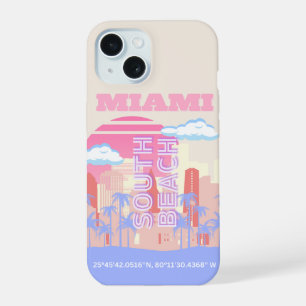 Coque iPhone 15 Miami Beach, Art de voyage Miami, Chambre Prépa, P