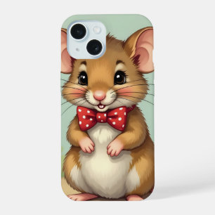Coque iPhone 15 Mignon adorable petite souris avec cravate