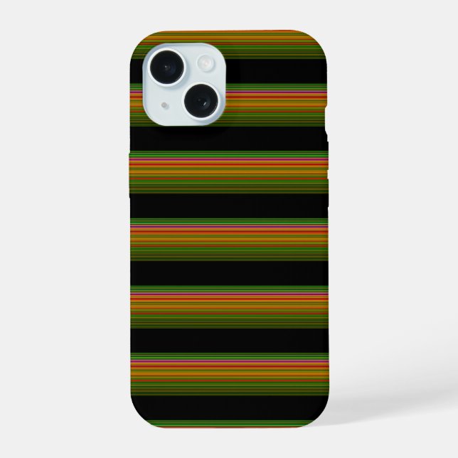 Coque iPhone 15 Mignon rayé noir coloré (Verso)